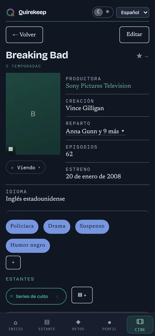 La ficha de una serie: productora, creación, reparto y episodios
